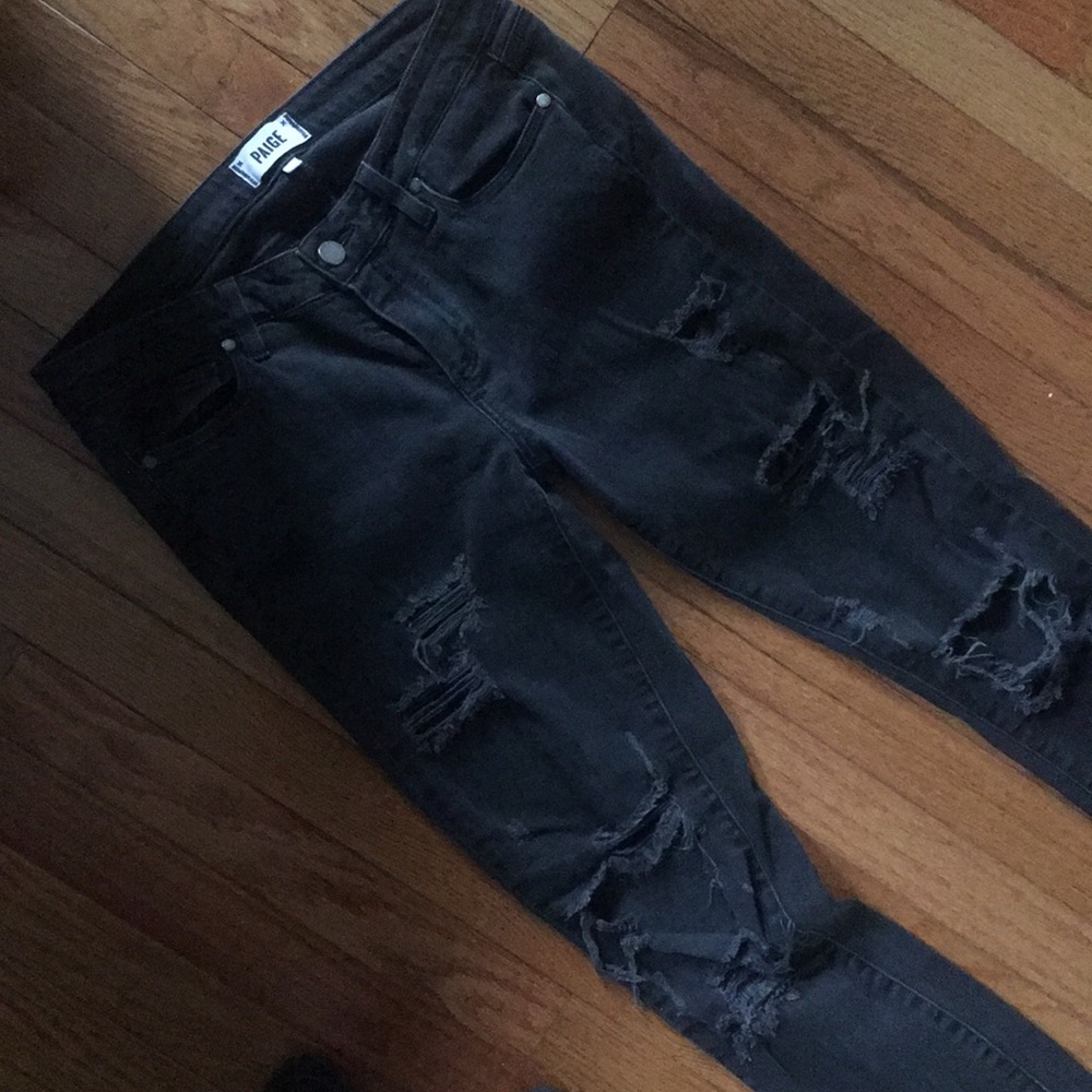 Destroyed Black Paige Jeans